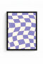 Black Wooden Framed Retro Checkered Painting - Lavender Cream Tones |   Huhu2805 - Single Table Black Frame - 2