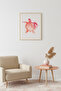 Natural Wood Framed Retro Painting - Sea Turtle in Pastel Tones |   Huhu2452 - Single Table Natural Wood Frame