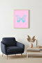 Natural Wood Framed Butterfly Painting - Retro Pastel Tones - Minimal Pattern |   Huhu2800