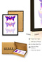 Black Wooden Framed Retro Heart Winged Painting - Iridescent Purple Pink |   Huhu2829 - Single Table Black Frame - 3