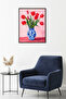 Natural Wooden Framed Tulip Patterned Painting - Red Spring Theme |   Huhu1762