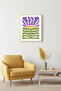 Natural Wood Framed Abstract Retro Painting - Purple Floral Botanical Pattern |   Huhu2280 - Single Table Natural Wood Frame