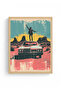 Natural Wood Framed Western Pop Art Painting - Retro Tones |   Huhu2019 - Single Table Natural Wood Frame - 2