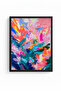 Natural Wood Framed Abstract Patterned Painting - Vibrant Tones |   Huhu1853 - 2
