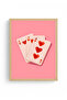 Natural Wood Framed Retro Card Patterned Painting - Heart Themed Decorative |   Huhu2530 - Single Table Natural Wood Frame - 2