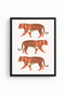 Black Wooden Framed Retro Painting - Tiger Printed Forest Theme |   Huhu2781 - Single Table Black Frame - 2