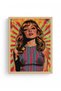 Natural Wood Framed Pop Art Portrait Painting - Vibrant Colors |   Huhu1843 - Single Table Natural Wood Frame - 2