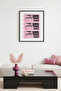 Natural Wood Framed Retro Movie Ticket Table - Pink Vintage Design |   Huhu2375