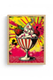 Natural Wood Framed Retro Ice Cream Themed Painting - Vibrant Pop Art |   Huhu2038 - Single Table Natural Wood Frame - 2