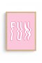 Natural Wood Framed Retro Funky Painting - Groovy Lettering Art |   Huhu2710 - Single Table Natural Wood Frame - 2