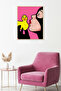 Natural Wood Framed Cartoon Patterned Painting - Yellow and Pink Tones |   Huhu1935 - Single Table Natural Wood Frame