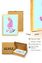 Natural Wood Framed Retro Queen Cat Painting - Pink Pattern |   Huhu2364 - 3