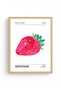 Natural Wood Framed Retro Strawberry Pop Art Painting - Vibrant Tones |   Huhu2848 - Single Table Natural Wood Frame - 2