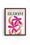 Black Wood Framed Retro Floral Art Print - Vibrant Pink and Orange Tones |   Huhu2687 - Single Table Black Frame - 2