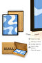 Black Wood Framed Retro Abstract Wave Painting - Blue Tones |   Huhu2630 - Single Table Black Frame - 3