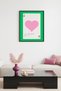 Black Wooden Framed Retro Painting - Pink Heart Love Themed |   Huhu2261 - Single Table Black Frame