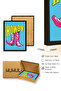 Natural Wood Framed Graphic Patterned Painting - Western Retro |   Huhu1770 - 3