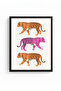 Black Wooden Framed Retro Painting - Tropical Tiger Pattern Art Painting |   Huhu2209 - Single Table Black Frame - 2