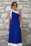 Women's Ribbon Detailed One-Shoulder Double Color Crepe Dress