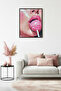 Pink Lip Pattern Painting with Black Wooden Frame - Abstract Portrait |   Huhu1801 - Single Table Black Frame