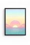 Black Wooden Framed Retro Painting - Sunset Seascape in Pastel Tones |   Huhu2510 - Single Table Black Frame - 2