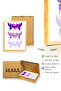 Natural Wood Framed Retro Heart Winged Tabletop Art - Iridescent Purple Pink |   Huhu2829 - Single Table Natural Wood Frame - 3