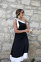 Women's Ribbon Detailed One-Shoulder Double Color Crepe Dress - 3