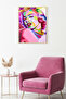 Natural Wood Framed Pop Art Patterned Painting - Vibrant Tones |   Huhu1805