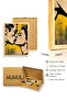 Natural Wood Framed Abstract Graphic Patterned Painting - Black Yellow |   Modern |   Huhu1953 - Single Table Natural Wood Frame - 3