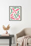 Black Wooden Framed Retro Boho Floral Painting - Pastel Floral Pattern |   Huhu2325 - Single Table Black Frame