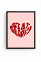 Black Wooden Framed Retro Heart Painting - Stay Groovy Text Print |   Huhu2707 - Single Table Black Frame - 2