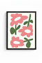 Black Wooden Framed Retro Pop Art Painting - Pink Flowers |   Huhu2535 - Single Table Black Frame - 2