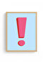 Natural Wood Framed Retro Exclamation Mark Painting - Minimalist Red |   Huhu2730 - Single Table Natural Wood Frame - 2