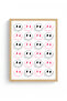 Natural Wood Framed Retro Smiley Face Patterned Painting - Pink Tones |   Huhu2304 - 2
