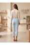 Reepi̇ Jeans Boyfrend Full Riglalı High Waist Openat Fabric - 3