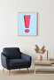 Natural Wood Framed Retro Exclamation Mark Painting - Minimalist Red |   Huhu2730 - Single Table Natural Wood Frame