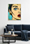 Natural Wood Framed Portrait Graphic Patterned Painting - Vibrant Tones |   Huhu1833 - Single Table Natural Wood Frame
