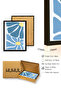 Black Wooden Framed Retro Floral Painting - Abstract Blue Flower Pattern |   Huhu2679 - Single Table Black Frame - 3