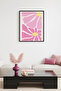 Black Wooden Framed Retro Floral Painting - Pastel Pink Floral Pattern |   Huhu2745 - Single Table Black Frame