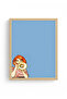 Natural Wood Framed Figurative Painting - Pop Art Theme |   Huhu1949 - Single Table Natural Wood Frame - 2