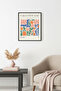 Black Wooden Framed Retro Painting - Pastel Botanical Floral Pattern |   Huhu2569 - Single Table Black Frame
