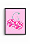 Black Wooden Framed Retro Painting - Pink and White Checkered Pop Art Design |   Huhu2658 - Single Table Black Frame - 2