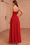 New Season Women's Rope Strap Double Breasted Collar Slit Crepe Long Evening Dress - 2