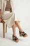 Chena Women's Genuine Leather Heeled Sandals - Brown Suede - 6