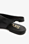 Black Genuine Leather Ankle Elastic Slingback Women's Ballerina Shoes - 8