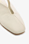 Cream Genuine Leather Ankle Elastic Slingback Women's Ballerina Shoes - 3