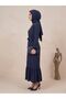 Women's Black Wrinkled Textured Stretchy Maxi Length Ruffled Hijab Dress - Flowy and No Ironing Needed - 3