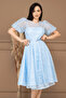 Sequin Sequin Balloon Collar Midi Dress - Baby Blue - 4