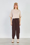 Women's drawstring waist carrot pants - bitter brown - 4