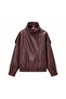 Viral Oversized Women's Leather Jacket High Collar Black Urban Style Women's Leather Jacket - 2